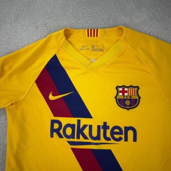 Nike FC Barcelona Yellow Soccer Jersey Youth Size L - Picture 5 of 14